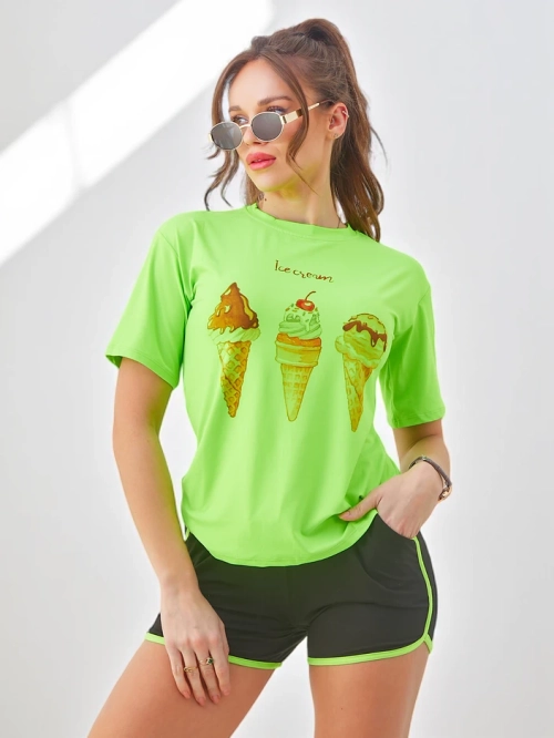 Royalfashion Жіночий спортивний комплект з футболкою та шортами Ice Cream