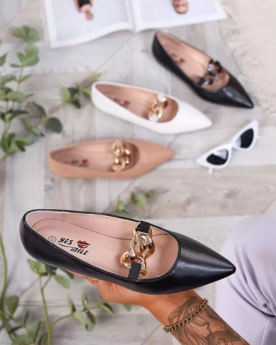 Royalfashion Чорні жіночі балетки з загостреним носом Rahha
