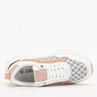 Różowo-białe damskie buty sportowe sneakersy Weniso - Obuwie