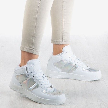 Biało - srebrne wysokie buty sportowe na platformie Tiny Dancer - Obuwie