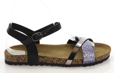 Czarne sandały z brokatowym paseczkiem Nincoa - Obuwie