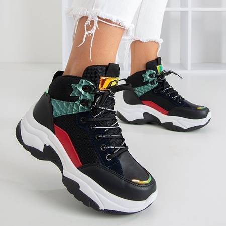 Czarne sportowe buty damskie z kolorowymi wstawkami Gaete - Obuwie