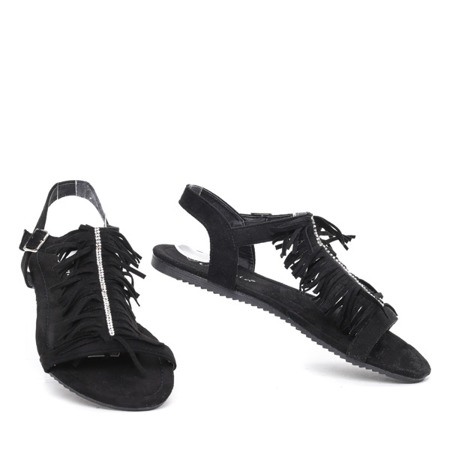 Czarny sandały z frędzlami Daiana- Obuwie
