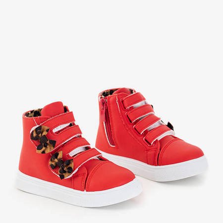 Czerwone dziecięce sportowe sneakersy z kokardkami Pantloye - Obuwie