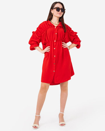 Damska krótka czerwona sukienka- Odzież