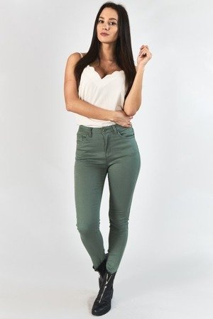 Damskie spodnie jeansowe w kolorze khaki - Spodnie