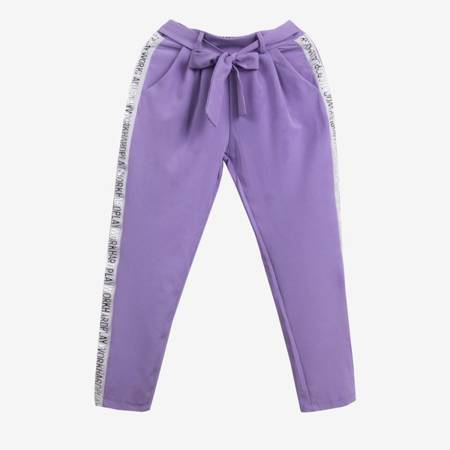 Fioletowe spodnie dresowe z kokardą - Odzież