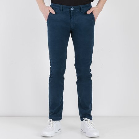 Niebieskie męskie spodnie materiałowe - Odzież