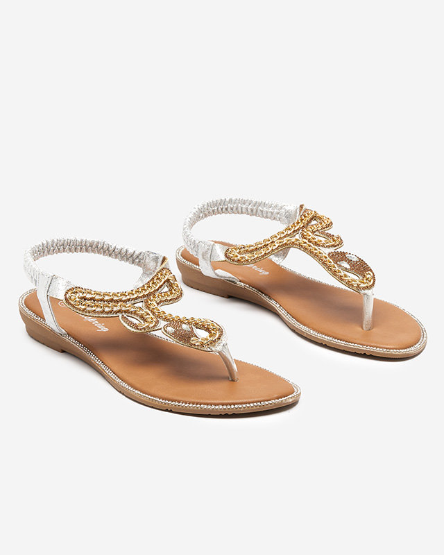 Royalfashion Srebrne damskie sandały ze żmijką Sijet