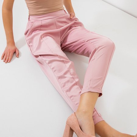 Różowe damskie spodnie materiałowe - Odzież