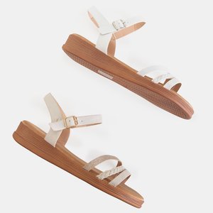Beżowe damskie sandały z brokatem Melox - Obuwie