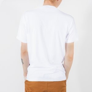 Biała bawełniana koszulka męska z nadrukiem - Odzież