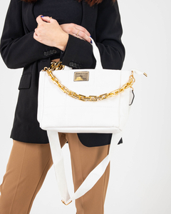 Białą mała torebka damska z dodatkowym łańcuszkiem - Akcesoria