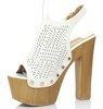 Białe ażurowe damskie sandały na słupku Sottey - Obuwie