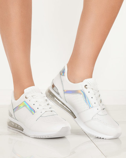Białe damskie buty sportowe z holograficzną wstawką Berise - Obuwie