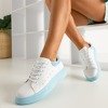 Białe damskie buty sportowe z niebieskimi wstawkami Gulio - Obuwie