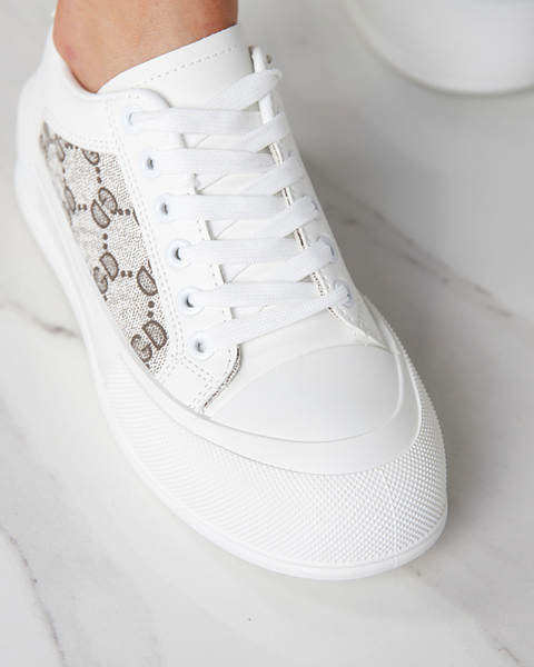 Białe damskie buty sportowe ze wzorzystymi wstawkami Jeride - Obuwie