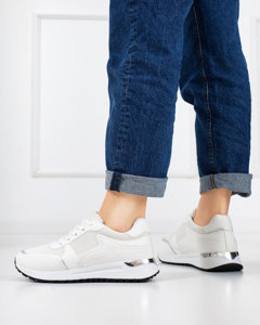 Białe damskie pastelowe buty sportowe Delani - Obuwie
