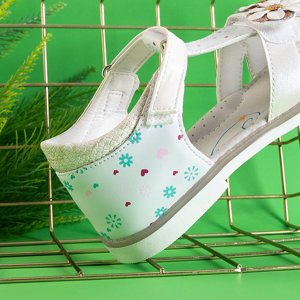 Białe dziewczęce sandały z ozdobami Laluna - Obuwie