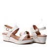 Białe sandały na koturnie Constance- Obuwie