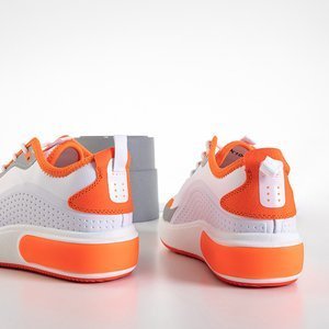 Biało-pomarańczowe damskie sportowe buty Tituana - Obuwie