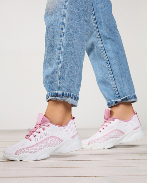 Biało- różowe damskie buty sportowe Ranssy- Obuwie