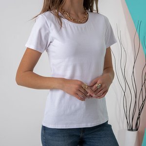 Biały damski bawełniany t-shirt - Odzież