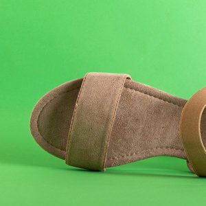 Brązowe damskie sandały eko-zamsz Sprandu - Obuwie