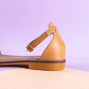 Brązowe damskie sandały z kwiatuszkami Rafana - Obuwie