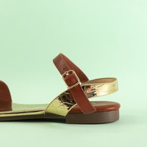 Brązowe damskie sandały z lustrzaną wkładką Mannika - Obuwie 
