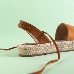 Brązowe damskie wiązane sandały Blisis - Obuwie