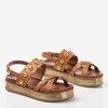 Brązowe sandały damskie z dżetami Solerina - Obuwie