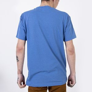Ciemnoniebieska bawełniana koszulka męska z printem - Odzież
