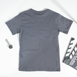 Ciemnoszary męski t-shirt z nadrukiem - Odzież