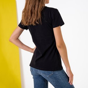 Czarna bawełniana damska koszula z printem - Odzież