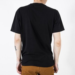 Czarna męska koszulka w napisy - Odzież