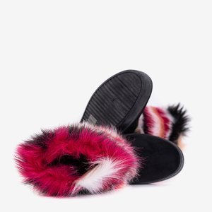 Czarne damskie buty a'la śniegowce z futerkiem Marell - Obuwie