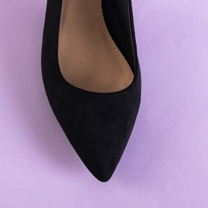 Czarne damskie eko-zamszowe sandały na słupku Panella - Obuwie