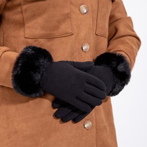 Czarne damskie rękawiczki z miękkim wykończeniem - Akcesoria