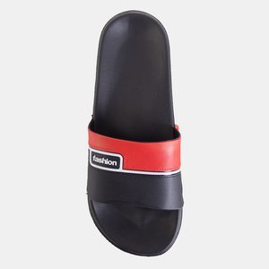 Czarne gumowe klapki z czerwonym paskiem męskie Maxon - Obuwie 