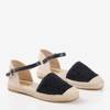 Czarne sandały typu espadryle z ażurową cholewką Asia - Obuwie