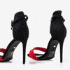 Czarno - czerwone sandały damskie na wysokiej szpilce Gold Rush - Obuwie