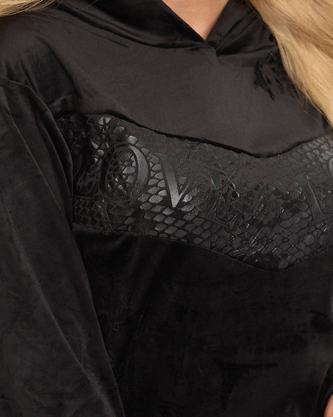 Czarny damski komplet dresowy z nadrukiem - Odzież