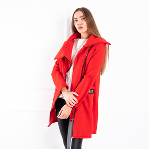 Czerwona damska kurtka oversize- Odzież