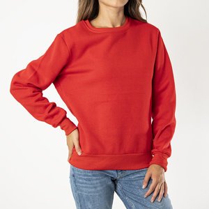 Czerwona damska ocieplana bluza bez kaptura - Odzież 