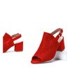Czerwone ażurowe sandały na słupku Farrell - Obuwie