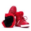 Czerwone buty sportowe z futerkiem Gracelyn - Obuwie