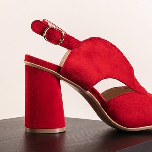 Czerwone damskie sandały na słupku Biserka - Obuwie