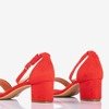 Czerwone sandały damskie na niskim słupku First Love - Obuwie