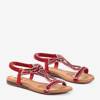Czerwone sandały damskie z kryształkami Jesuila - Obuwie
